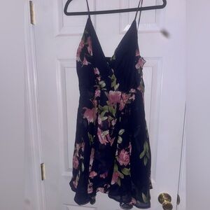 Windsor Navy Dress with Purple and Green Floral Design